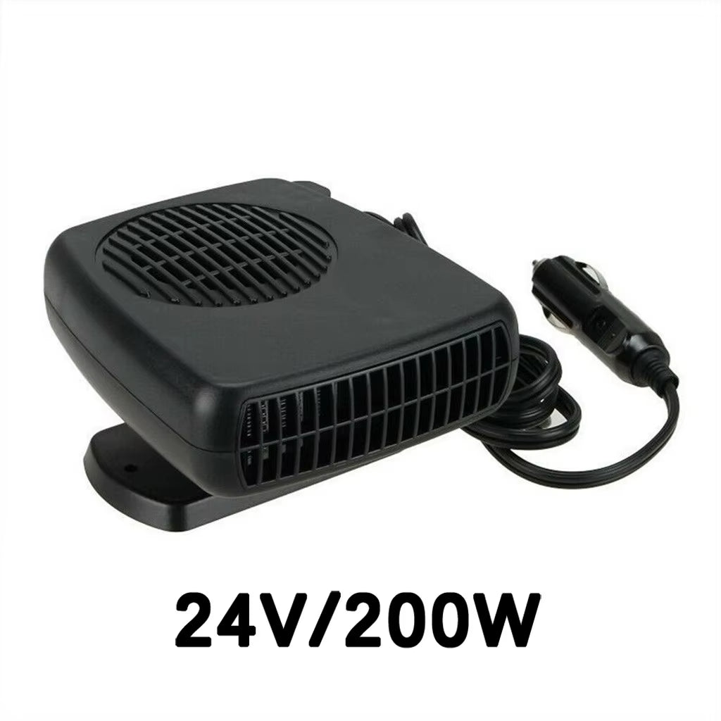 12/24V 200W Portable Auto Car Heater Defroster Demister Electric Heater Windshield 360 Degree Rotation ABS Heating Cooling Fan