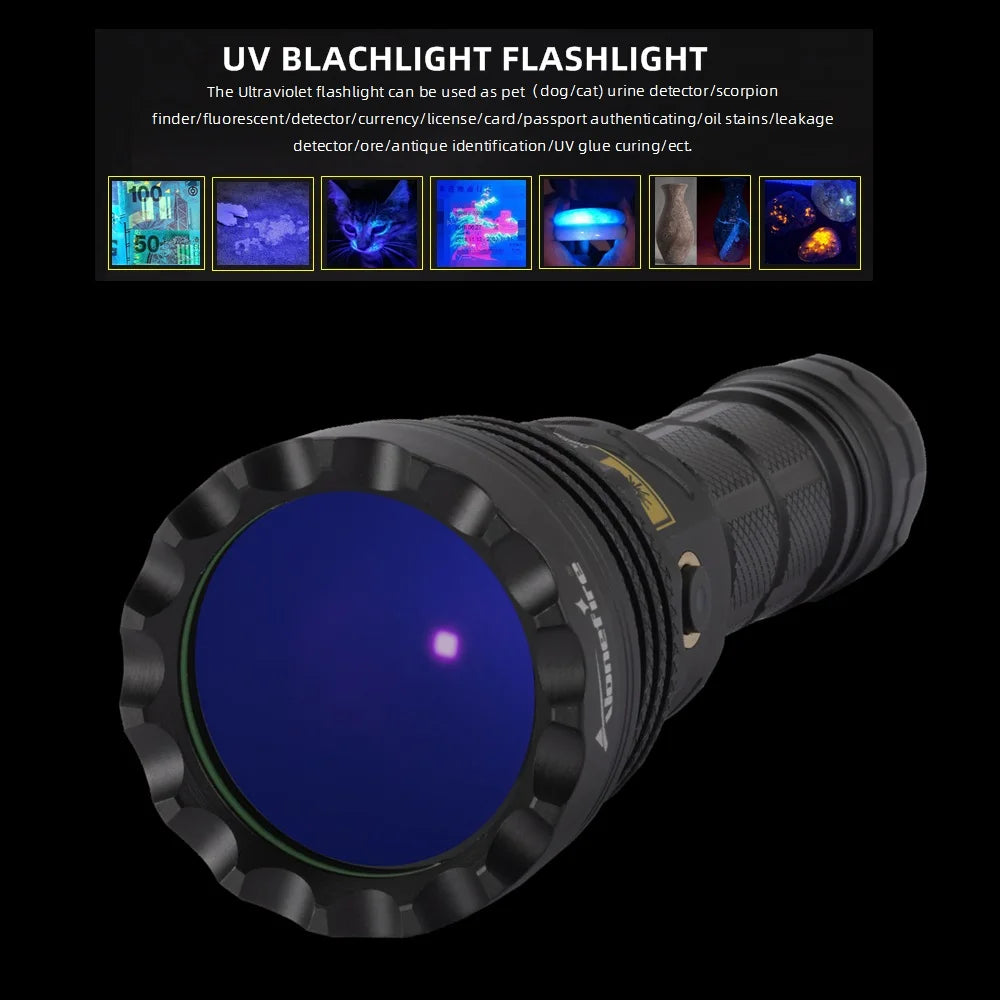 New 30W UV90MIL Led 365Nm UV Flashlight USB Charging Money Ore Pet Stains Invisible Ink Scorpion Marker Detection Black Light