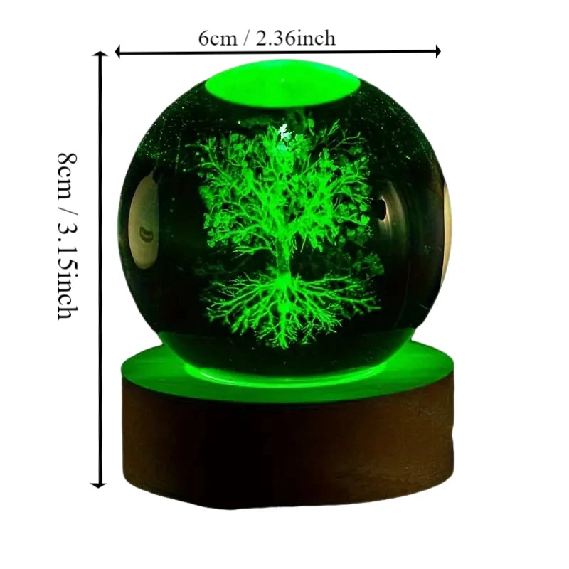 3D Laser Engraving Tree of Life Night Light, with Colored Light Wood Lamp Holder, Home Decoration Decoration, Suitable for H