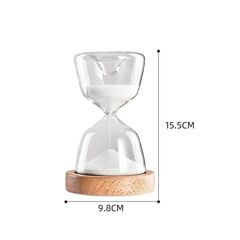 15 Minutes Luminous Remote Control Glass Hourglass Sand Timer Wood Bottom Night Light Sandglass Desk Home Decorative Toys